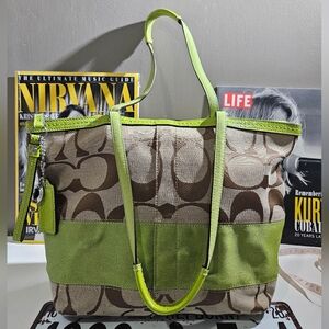 Y2K Coach F13548 Signature Stripe Tote